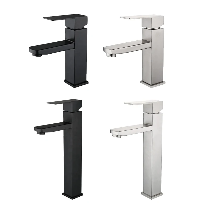 manufacturer 304 stainless steel black basin faucets for bathroom