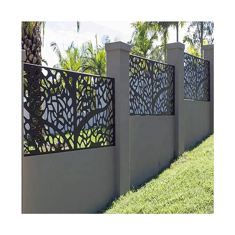 Laser Cutting Aluminum Garden Fence Panels Decorative Top Spear Metal Aluminium Alloy Garden Fence Panels
