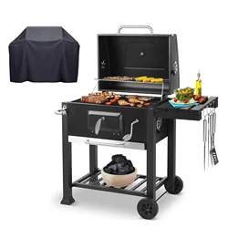Waterproof 4 adjustable vent charcoal bbq grills with Side Shelf and Hook For Portable courtyard charcoal oven