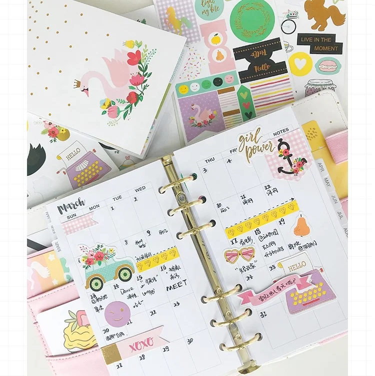 Planner Stickers for Scrapbooking Letter Paper Low Moq Diy Customized Spring Design Kids Adhesive Sticker Custom Waterproof