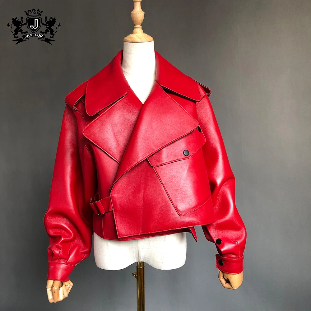 2021 New Design Fashion Slim Sheepskin Short Women Leather Coat Women Coats