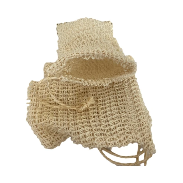 Wholesale 100% Natural Sisal Mesh Bathroom Soap Bag Eco Friendly Drawstring Net Soap Saver Bag
