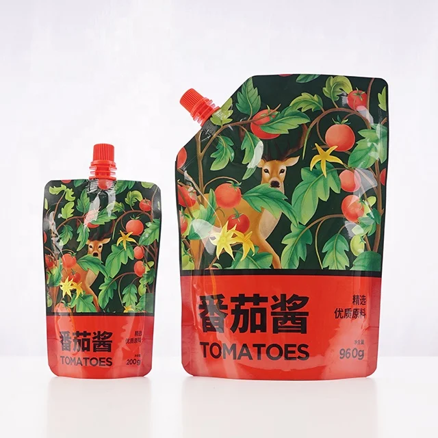 HQ PACK Custom Logo Mayonnaise Sauce Reusable Stand Up Food Packaging Spout Pouch Bag