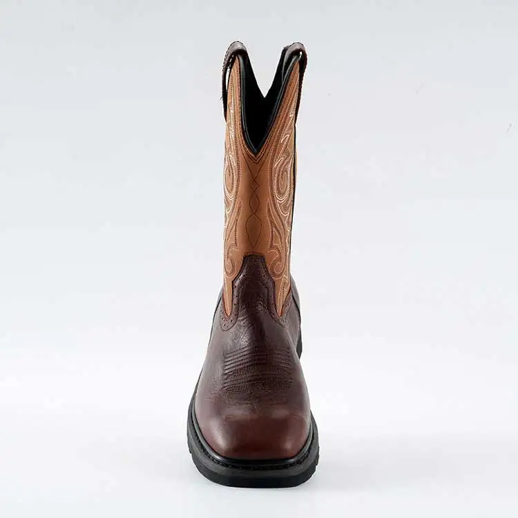 Hot Selling 10 Inch High Top Genuine Leather Western Cowboy Boots Waterproof Crazy Horse Leather Goodyear Safety Boots