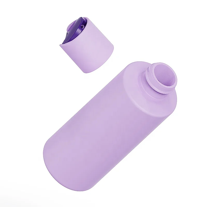 New pink button switch bottle 125ml 300ml custom skin care packaging pet plastic squeeze shampoo body oil wash lotion bottle