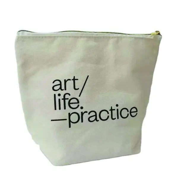 Оптовые Подгонянные косметички макияжа холста с и золотой молнией для сублимации поставщик