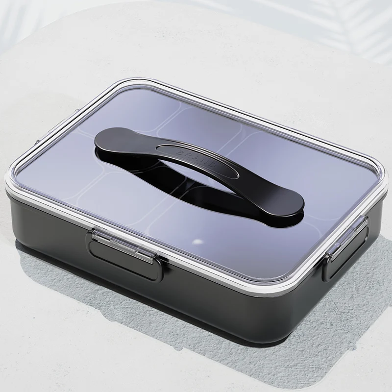Portable Food Storage Box Snack Box Organizer Divided Serving Tray With Lid And Handle Kitchen Snackle Box Fruits Food Container