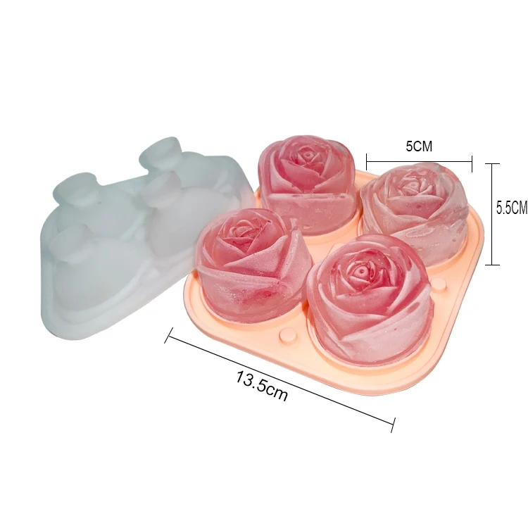 2023 New Arrivals Food Grade 9 Cavities 3d Rose Shape Ice Tray Silicone Cube Mold