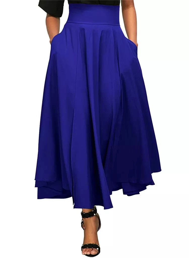 XIUYU Custom Lady Skirt Knot Front Zip Back High Waist Flare Midi Skirt Falda Plus Long Casual Maxi Bandage Midi Skirt