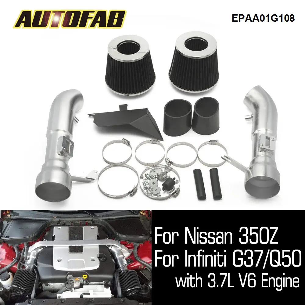 AUTOFAB Aluminum Cold Air Intake System with Filter for Infiniti G37 3.7L 08-13 for Nissan 370Z 09-20 EPAA01G108 Black Standard