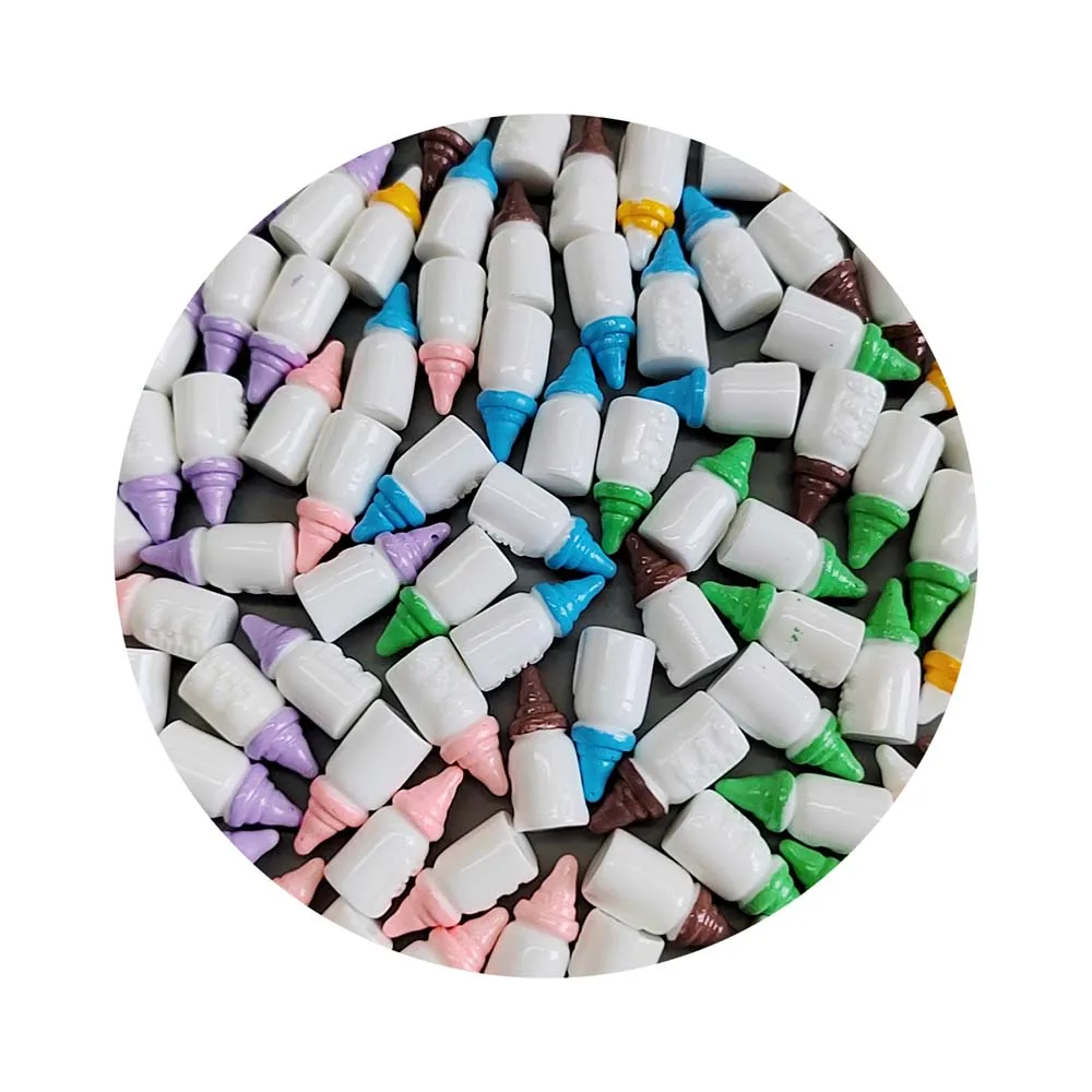 Lovely Mini Milk Bottle Resin Charms Cabochon Artificial Style for Slime Filler Miniature Dollhouse DIY Phone Case Decor