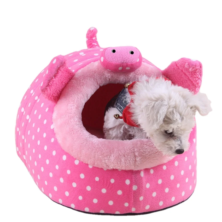 Pink Pig Design Luxury Pet Bed New Warm Plush Dog House Dog Cat Sleeping Pet Bed