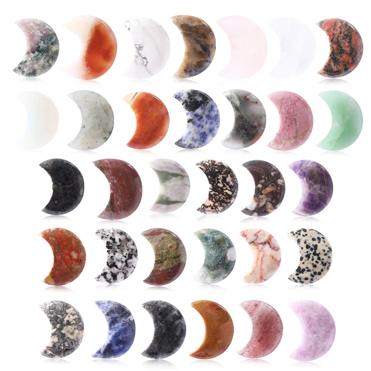 New Customized Women Raw Gemstone Natural Stone Jewelry Birthstone Moon Pendants for Necklace Making