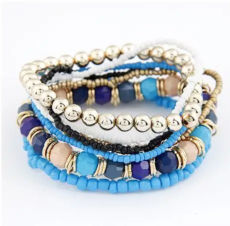 6 model Europe and America Fashion Bohemia mash up Beads multi layer  beads stretch bracelet