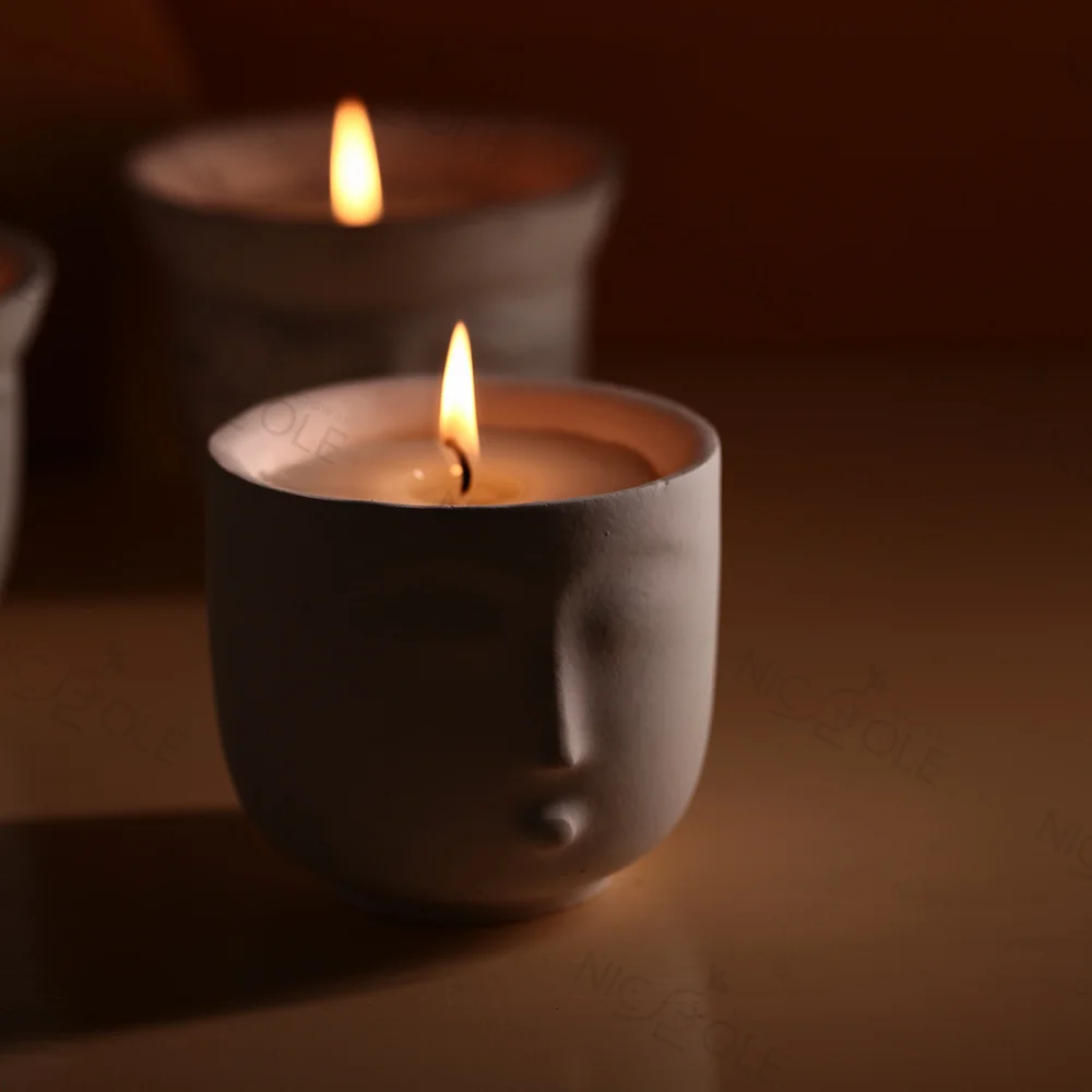 Nicole Handmade Face Head Flower Pot Resin Molds Concrete Cement Candle Jar Vessel Container Silicone Moulds