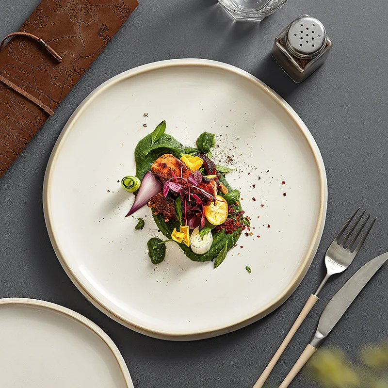 Wholesale Custom logo 15/20/25cm Japanese Home Dinner Plates Serving Service ceramic plate for restaurant