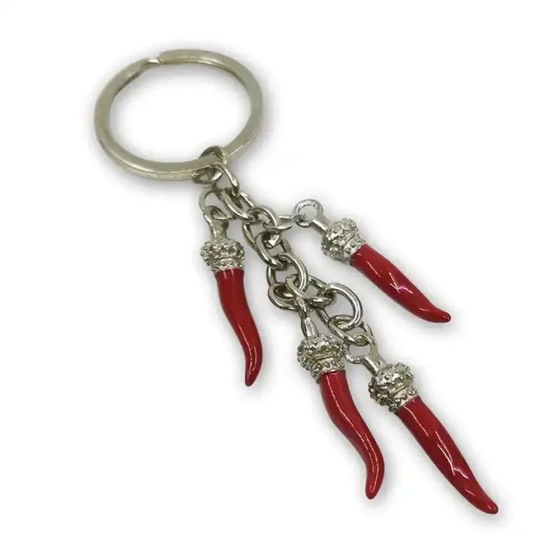 Y6548 Custom Souvenir chili peppers key chain zinc alloy Italy red chili pepper keyring 3d chili keychain