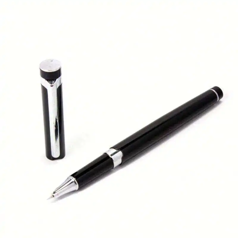 Китайские школьные и офисные принадлежности, черная и серебристая металлическая перьевая ручка с зажимом