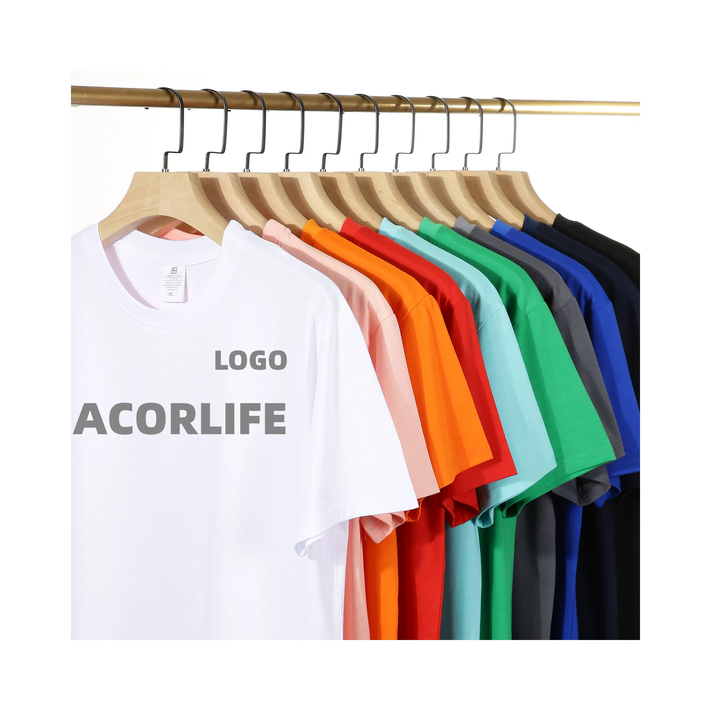 Wholesale 190g bamboo fiber round neck short-sleeved T-shirt advertising shirt overalls short-sleeved men women printed LOGO