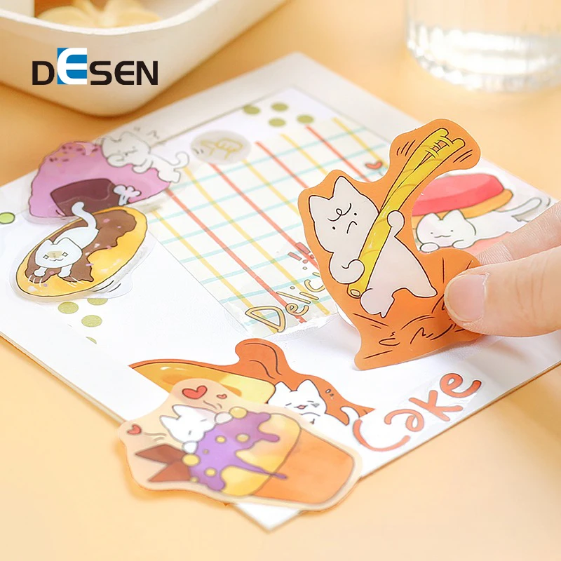 DESEN Nekoni Original Design Bronzing Hot Silver Space Car Animal Underwater World Alphabet Letter Set 3D Crystal Puffy Stickers