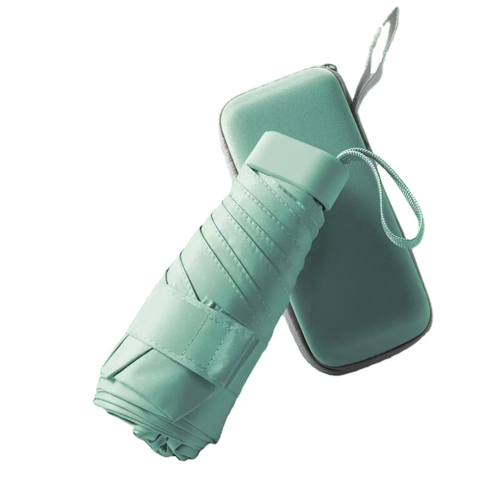 High Quality Folding Umbrellas 19 Inch,6 Ribs Mini Pocket Folding Umbrellas Travel Pongee Contemporary 6 Ribs Gifts Stores 210T