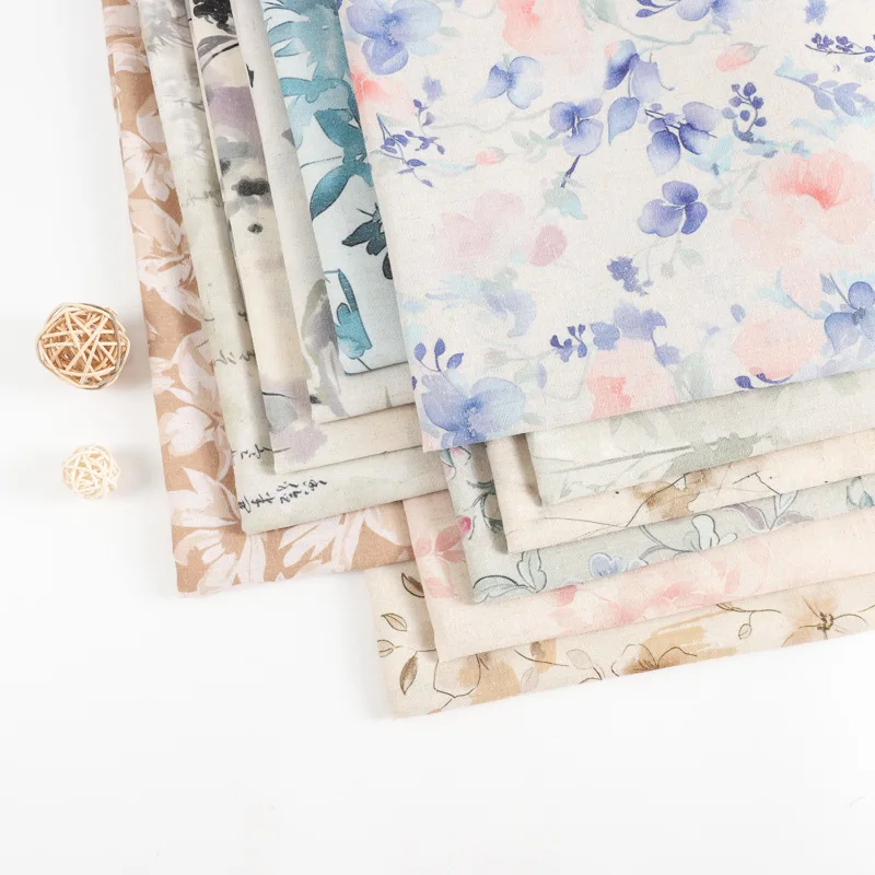 Breathable custom digital print stone washed woven organic 100% linen/viscose linen/cotton linen fabric for clothing