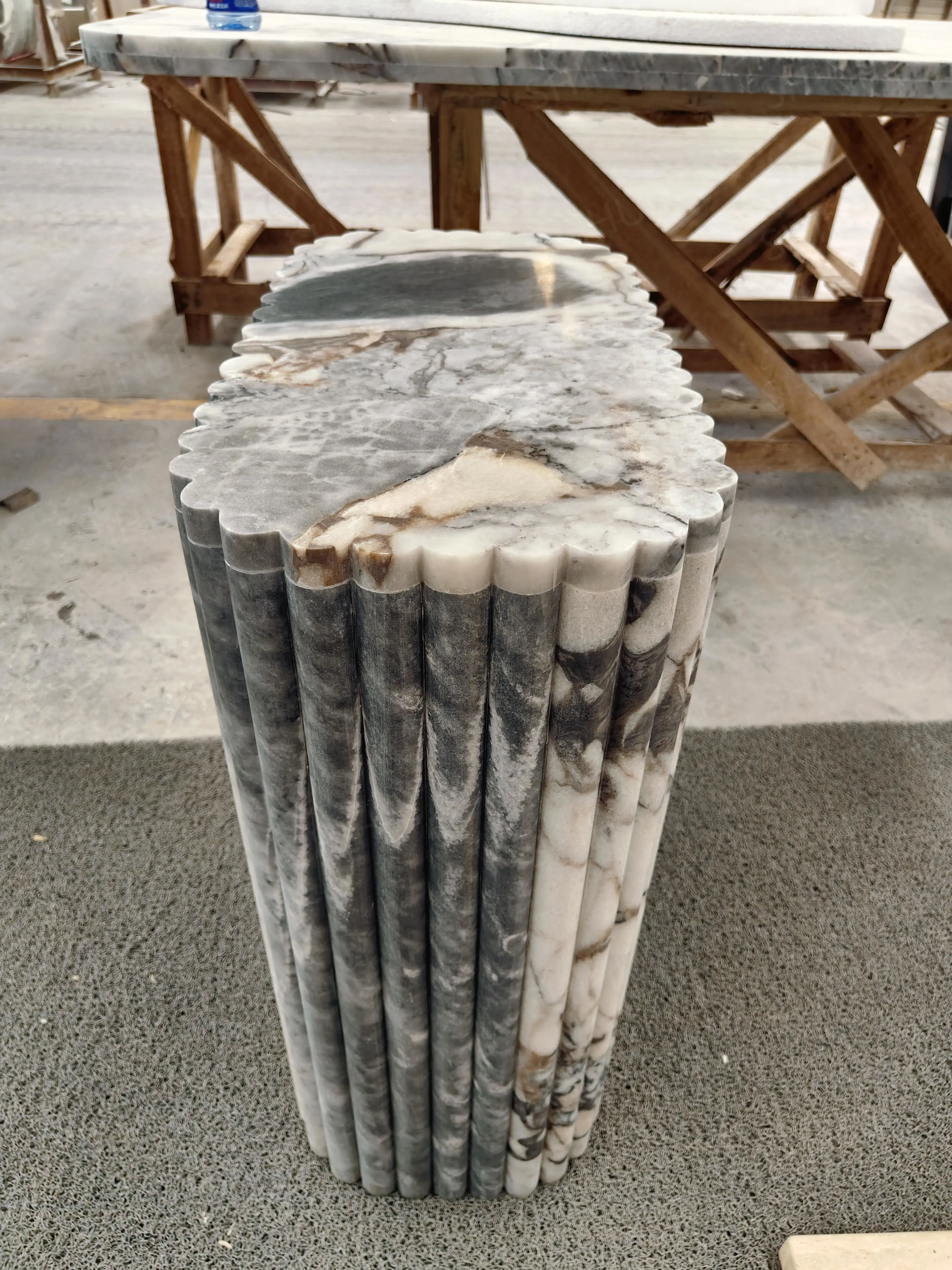 SHIHUI Customized Natural Stone Dining Tables Rectangular Square Breccia Grigio Galaxy Ocean Storm Blue Marble Dining Table