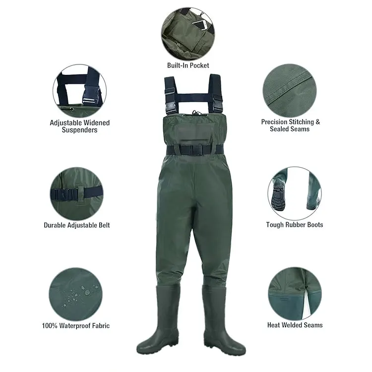 Factory Supplier Heavy Duty Model Knee Pads Thickened Workwear Ultralight Fishing Overalls Waders Outfit With Boots