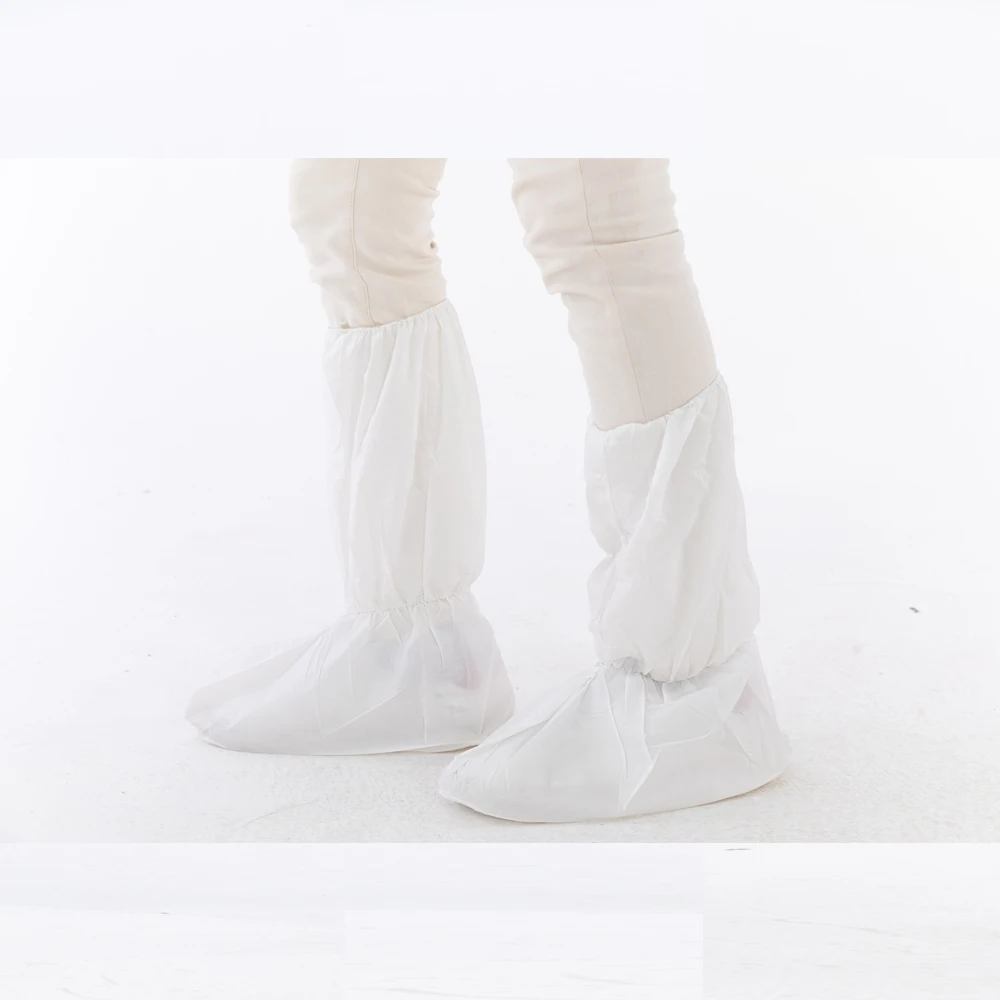 Нетканый белый одноразовый защитный чехол на крышку ботинка с подошвой из ПВХ