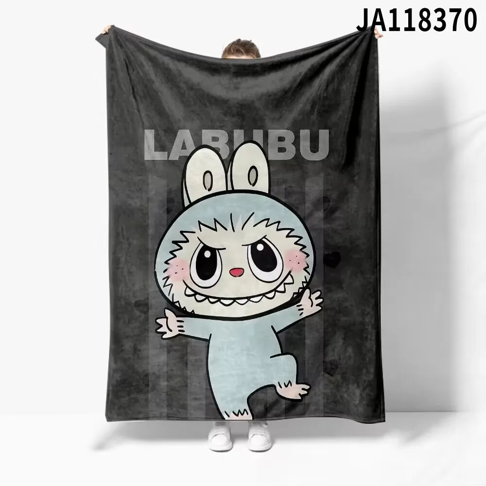 Ruunjoy New Labubu Cartoon Anime Flannel Blanket Labubu Throw Home Sofa Lunch Break Blankets Student Blankets Nap Gift