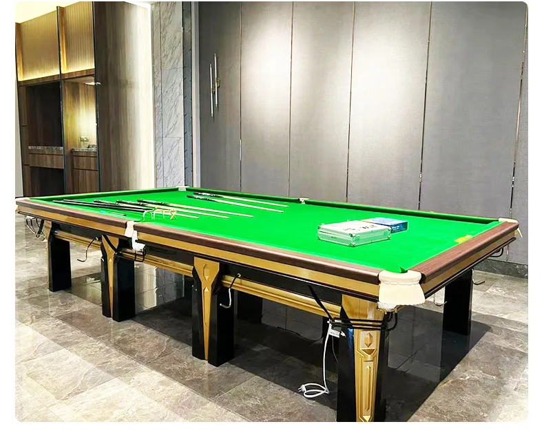 12 feet solid wood snooker table bluestone slab is solid and durable with a set of accessories