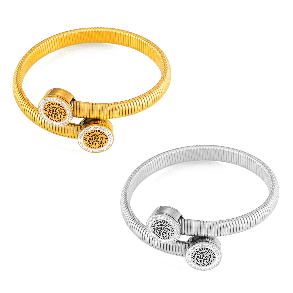 2024 New Trend Goose Throat Python Pattern Wrap Disc Stainless Steel Bracelet