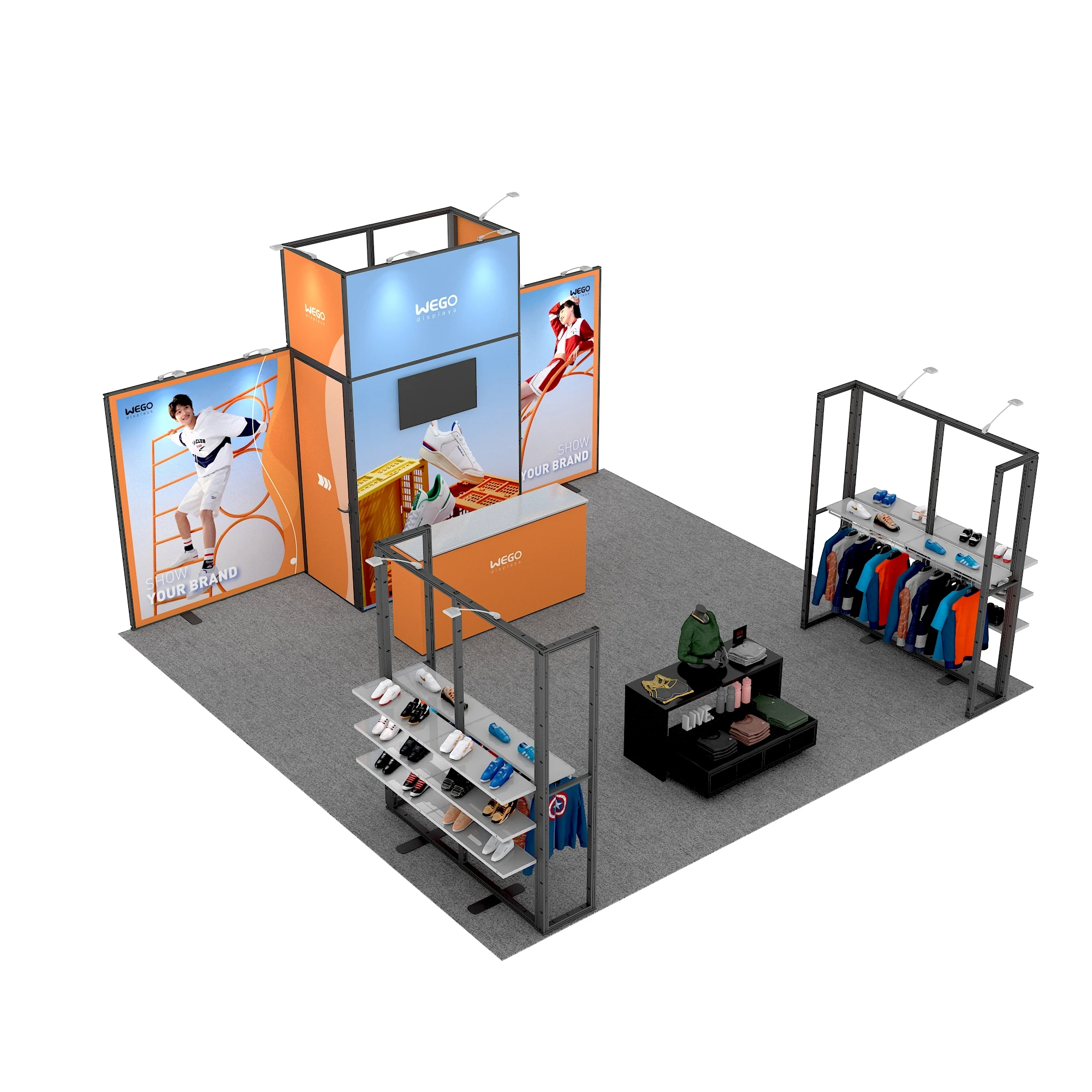 20x20 Modular exhibition booth 6x6 large booth stand trade show booth display clothes store stand