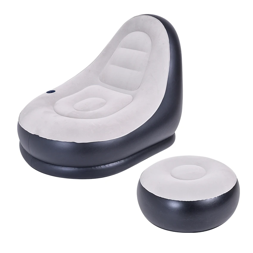 Indoor Inflatable Sofa Portable Outdoor Camping Picnic Air Mattress Lazy Flocked Bed