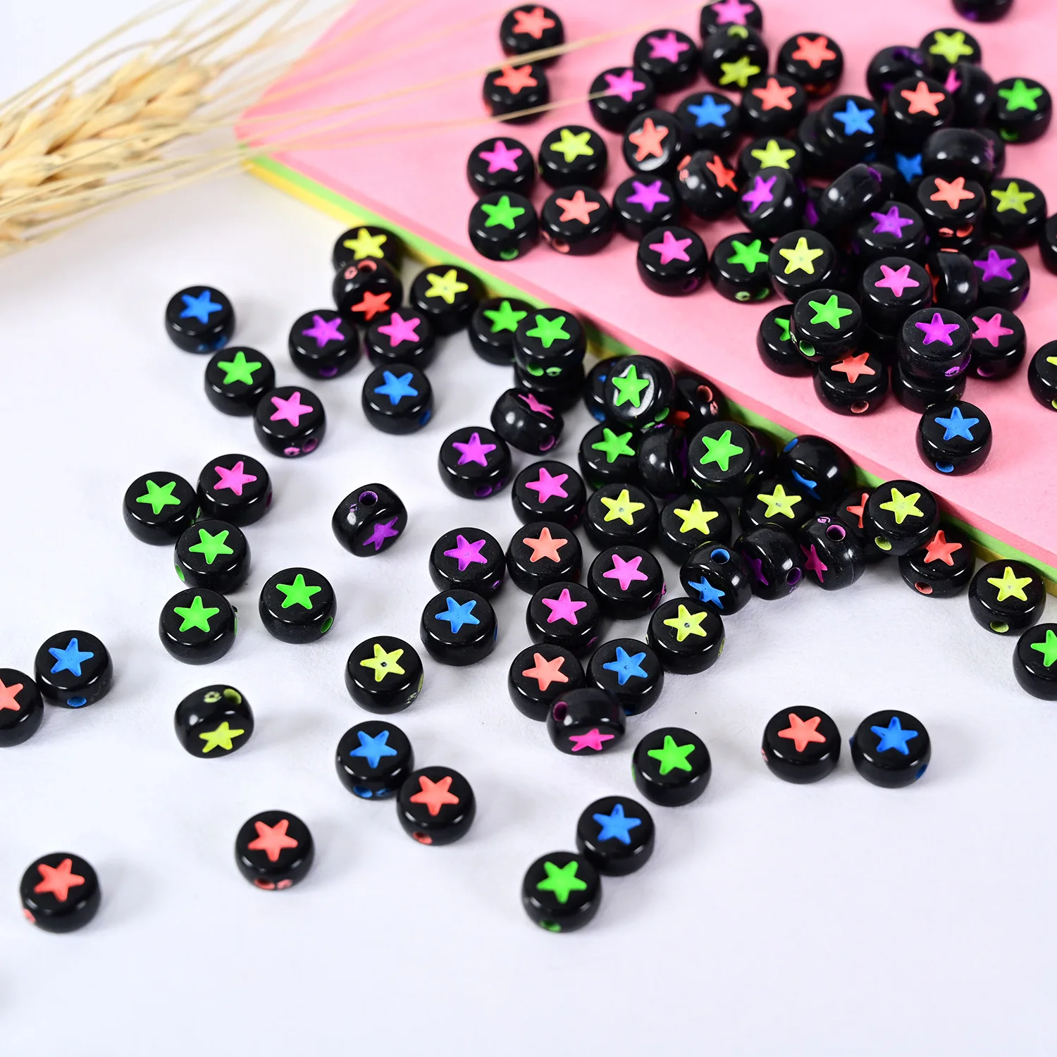 bracelet bead  black cute fashion star symbol round Beads Wholesale Price for Acrylic Beads For DIY bracelet & jewelry making