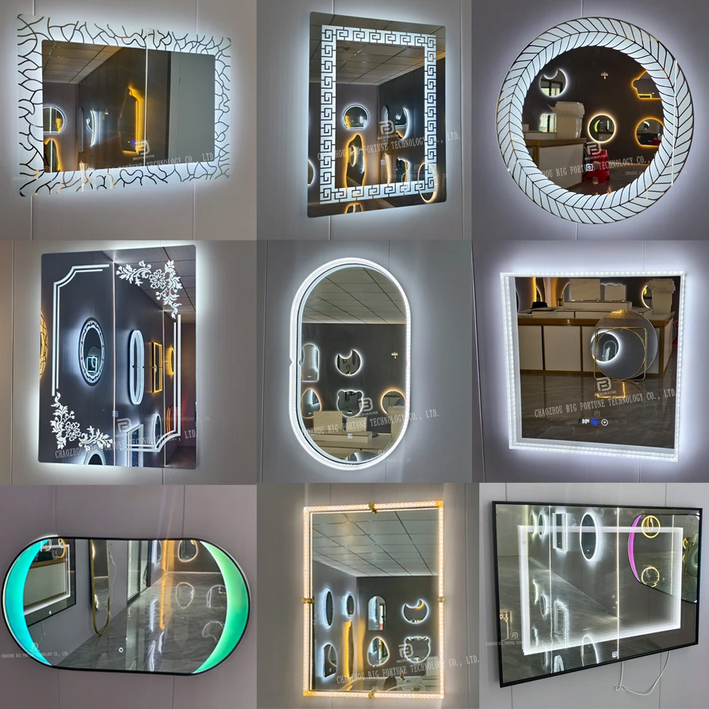 Factory direct square mirrors time display defogger bathroom smart mirror touch sensor switch led light mirror