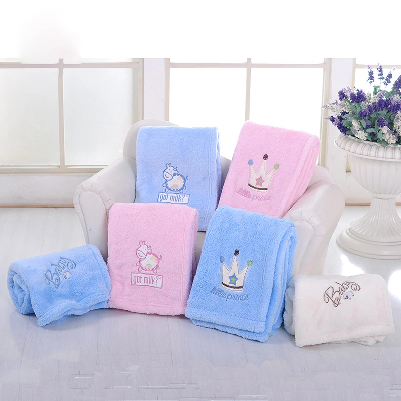75*100 cm Cartoon Soft And Absorbent Coral Velvet Thickening Newborn Bath Towel Swaddle Baby Blanket