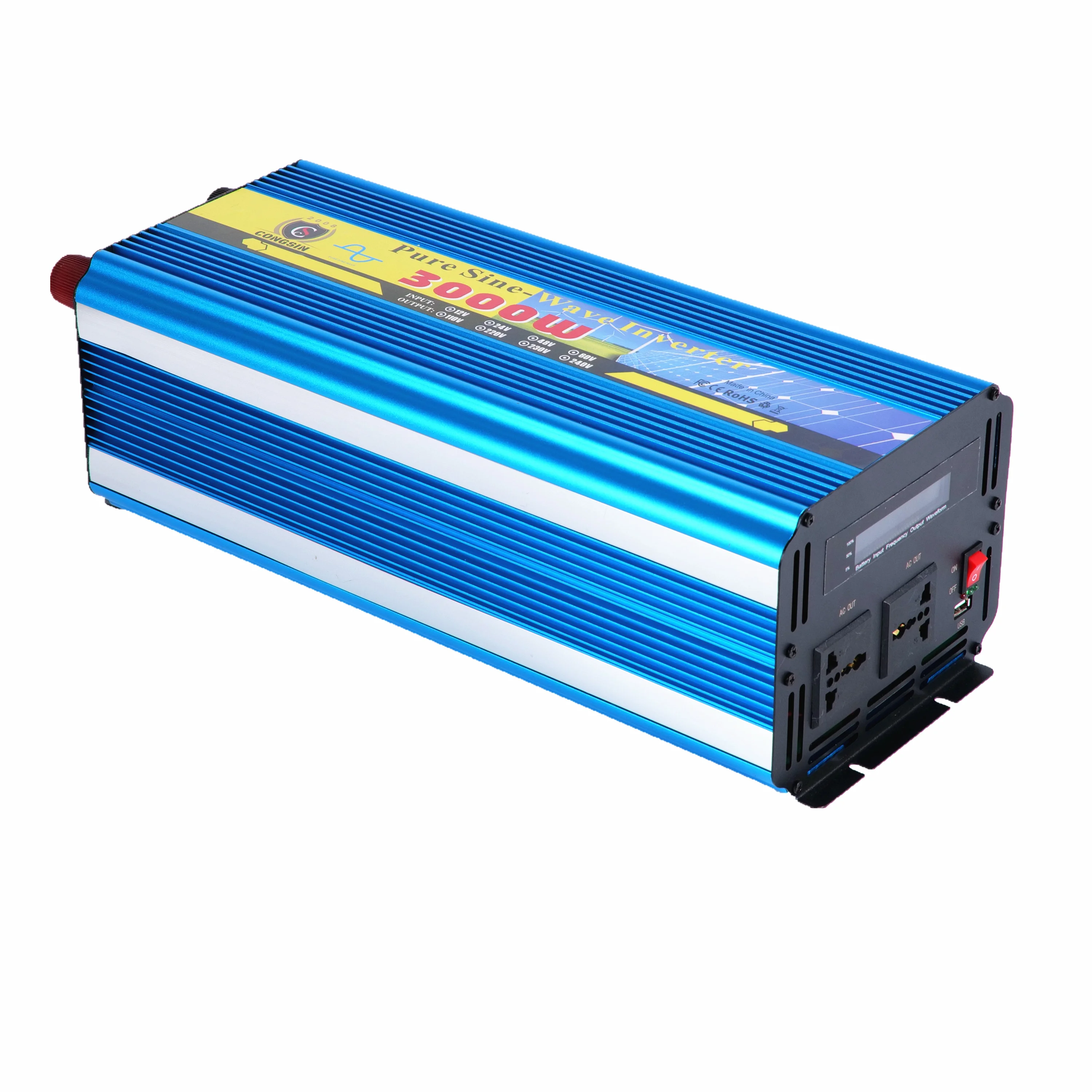 Inverters 12v 3000w high frequency pure sine wave air conditioner inverters & converters with USB port