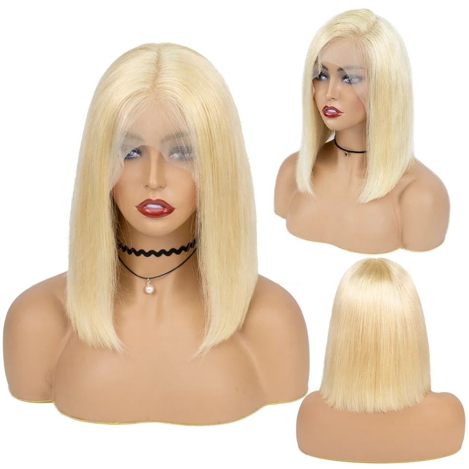 
Morein hair 100% unprocessed human hair short blonde 613 lace front bob wig,Top quality human hair wigs for white women 