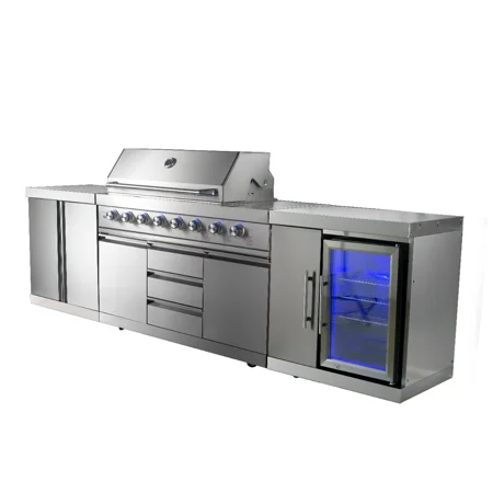 European style outdoor kitchen island stainless steel gas bbq outdoor kitchen