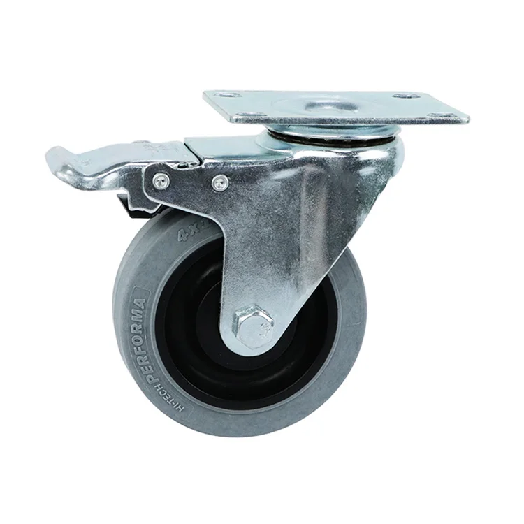 Wholesale 3/4/5/6/8 Brake-operated swivel castors INCH  heavy duty high tech gray tpr swivel lock ESD caster wheels