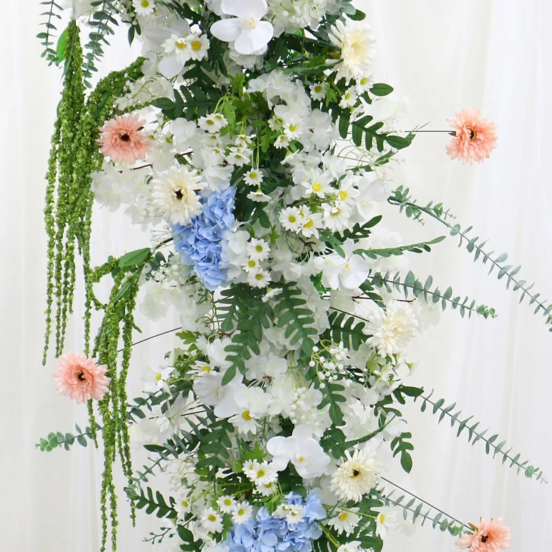 Daisy Gypsophila Orchid Eucalyptus Leaves Wedding Arch Decor Artificial Flower Row Arrangement Event Party Hang Floral