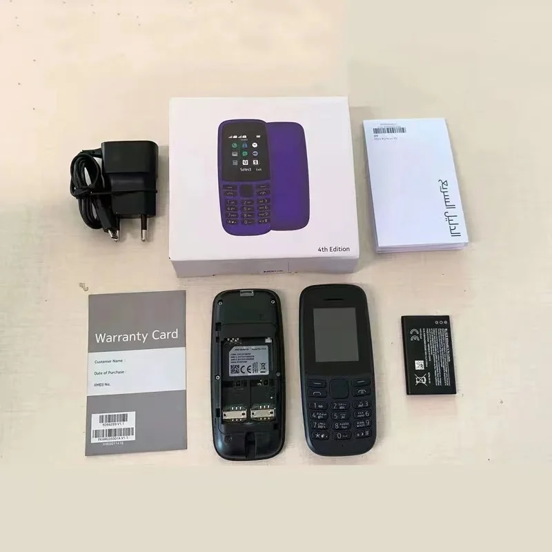 Оптовая продажа оригинальный мобильный смартфон nokia 105 1 77 дюйма простая панель мобильные телефоны с поддержкой MP3/MP4