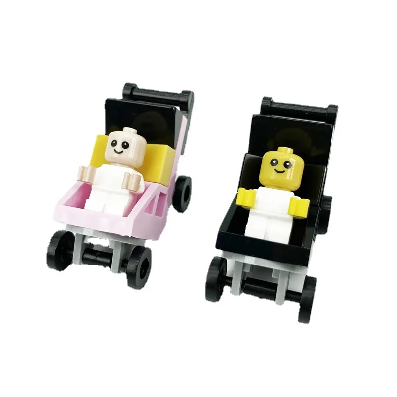 Mini Baby Figures MOC Pram Plastic Building Blocks doll Characters Toys Model