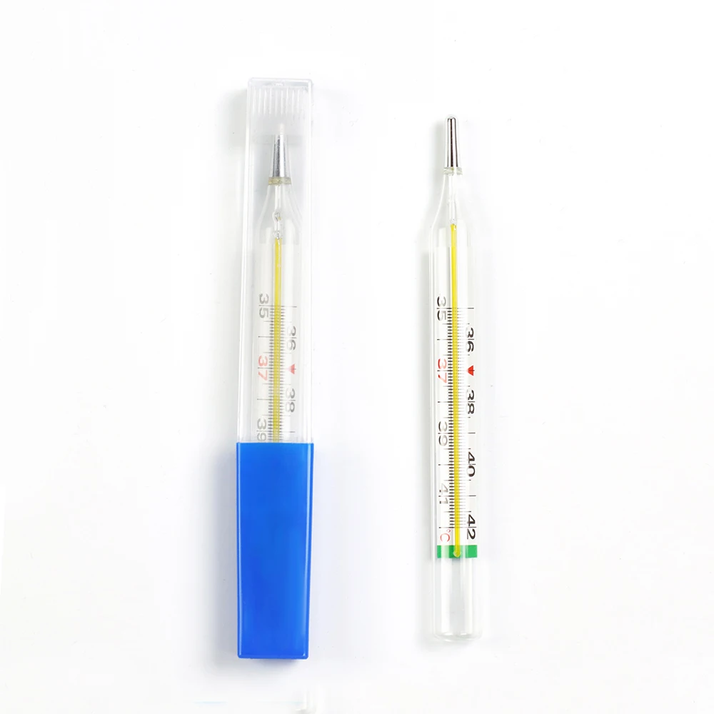 Factory price medical red liquid glass armpit rectal oral clinical mercury free thermometer for sale