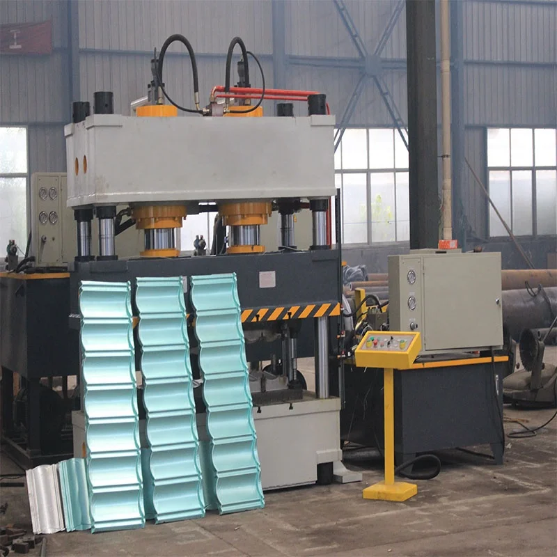 China hydraulic stone coated metal roof tile making stamping press machine