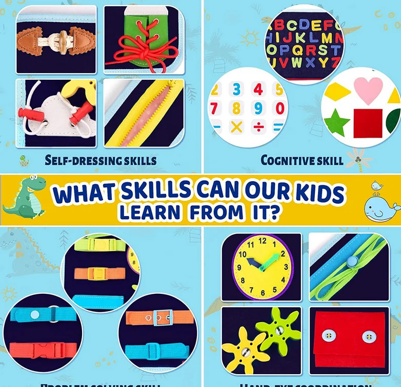 Busy board for boy with clock Alphabet number develop life skills educational toy Montessoris