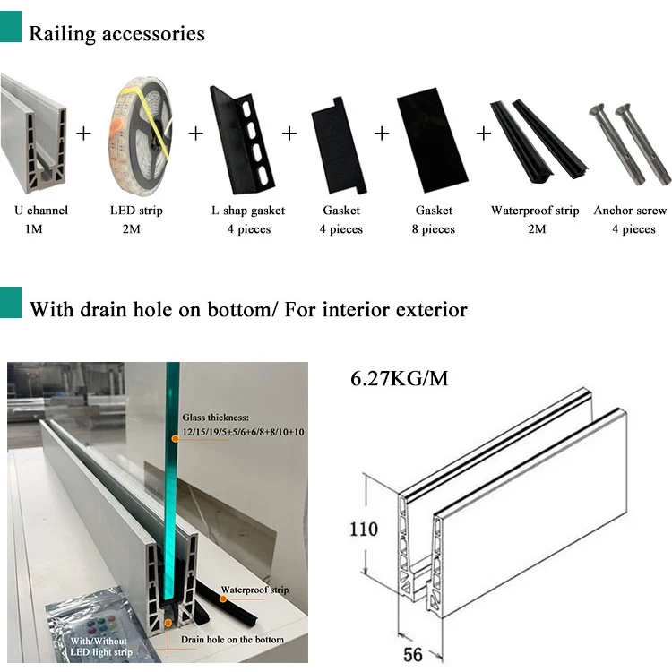 HDSAFE Glass Balcony Design Frameless Glass Sliding Bi Fold Window Terrace Aluminum U Channel Glass Railing and Sliding Window