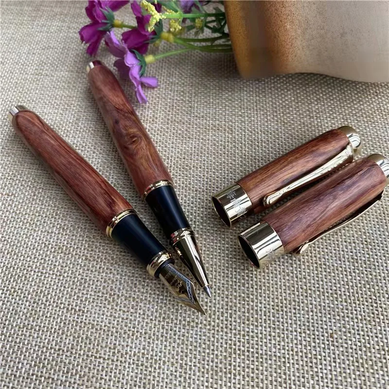 Luxury Antique Finish High Quality Brand Custom Logo Engrave Wooden Fountain Roller Ball Pen