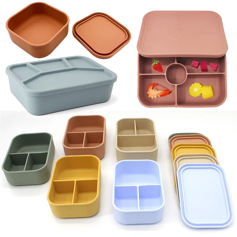 USSE Custom Food Grade Bpa Free Silicon Kid Snack Food Storage Container Leakproof Salad Silicone Lunch Bento Food Storage Box